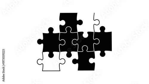 Black Puzzle Pieces with One Missing.
