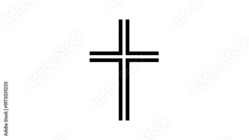Simple Black Christian Cross Symbol.