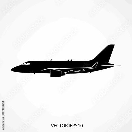 Commercial Airplane Silhouette Vector Illustration.