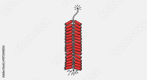 Vector illustration of traditional Chinese red firecracker string for New Year celebration