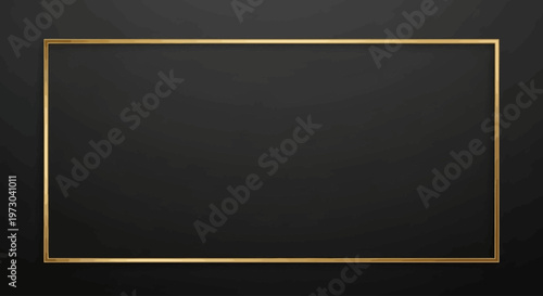 Foto Elegant thin gold frame on a dark black background mockup