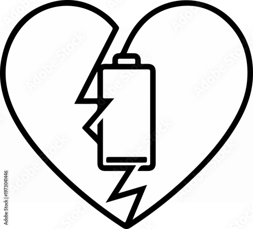 Dead Battery Heart Symbol.