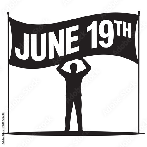 Juneteenth celebration banner - man holding banner commemorating freedom day