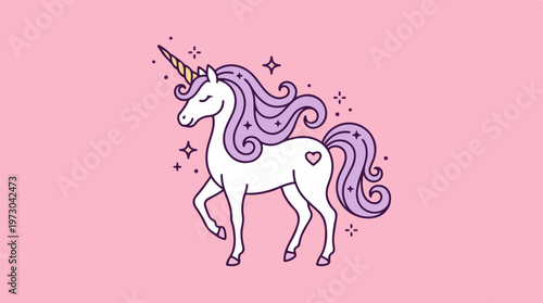 White Unicorn with Purple Mane.