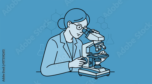 Woman Using a Microscope.