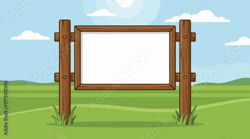 Wooden Blank Sign Post Board.