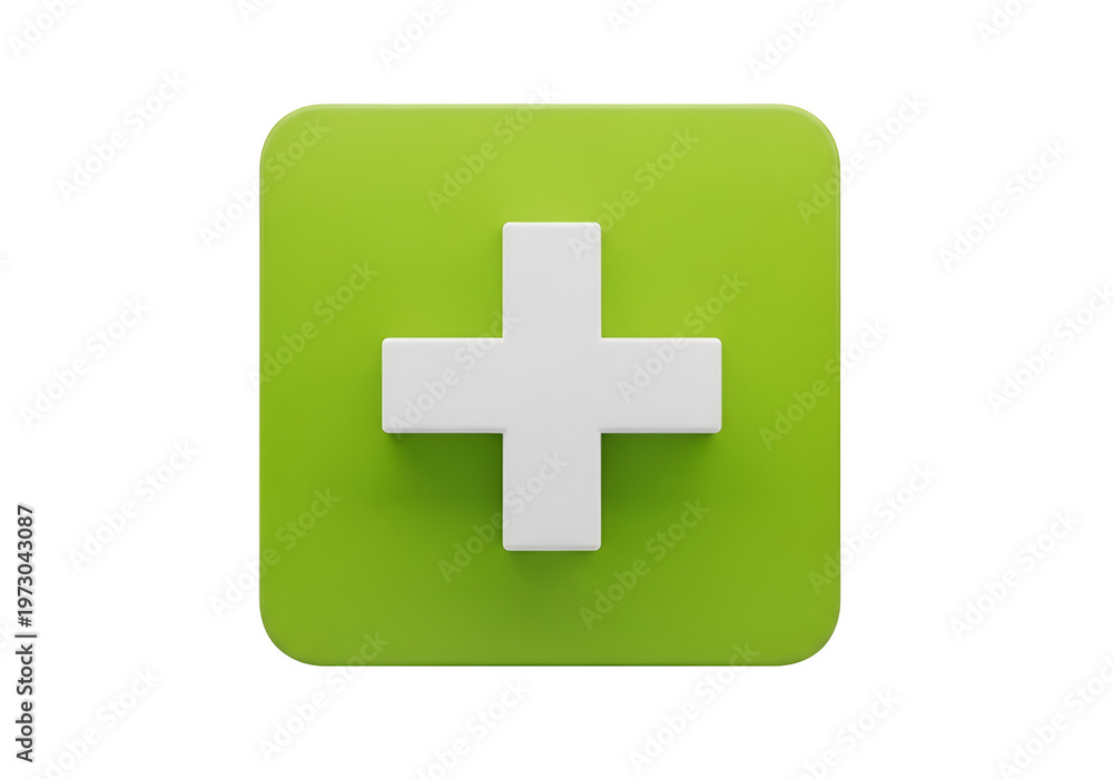 Obraz premium Modern green plus icon symbol for adding or creating new content