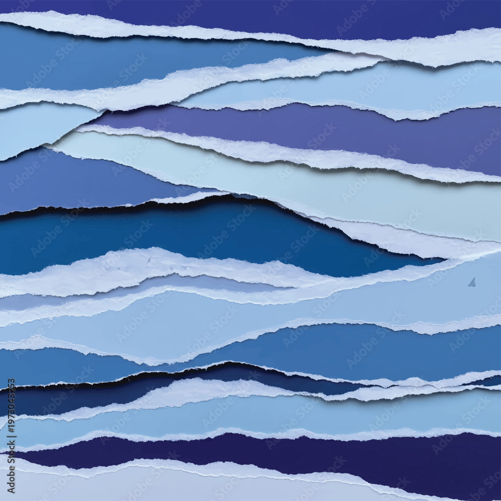 Fototapeta premium Blue paper layers in abstract design.