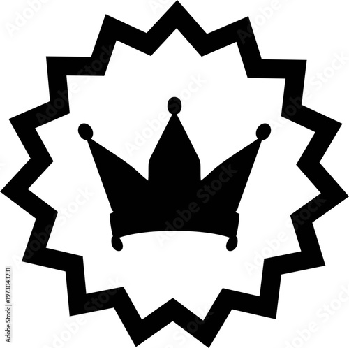 Subscription icon, crown with starburst outline