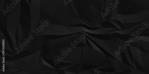 Abstract black parchment wrapping crumpled paper texture. creased page wrinkle retro rough distressed damage paper texture background.