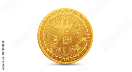 Golden Bitcoin Coin - Digital Currency and Cryptocurrency