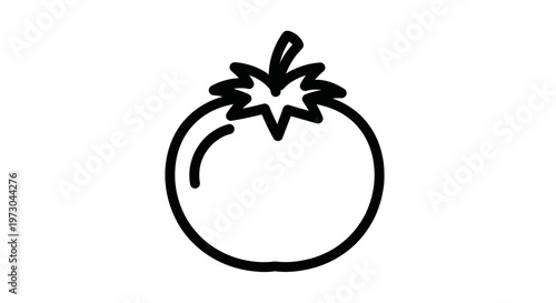 Simple Line Art Tomato Icon - Fresh Organic Vegetable Illustration