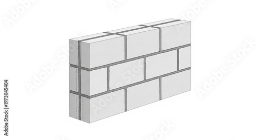 3D Isometric Illustration of Lightweight Aerated Concrete (AAC) Block Wall Construction