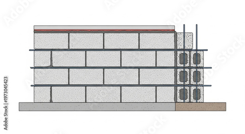 Reinforced Concrete Block Wall Construction Detail