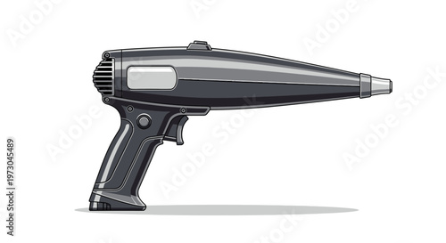 Futuristic Handheld Blaster Weapon Concept Illustration