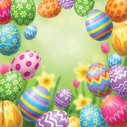 Colorful Easter Eggs Decoration Closeup.
