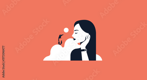 Woman Talking on Mobile Phone Illustration.