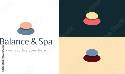 balance and spa logo, spa logo, wellness logo, balance and spa vector, spa symbol,  Zen Stone Balance Logo for Spa, Wellness Center, and Meditation Branding – Minimalist Vector Illustration
