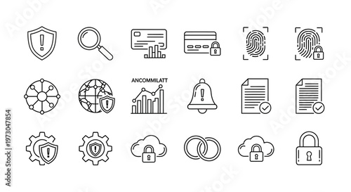 Security icons for business technology.