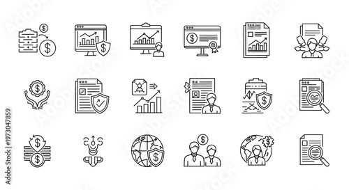 Business finance icons and symbols.
