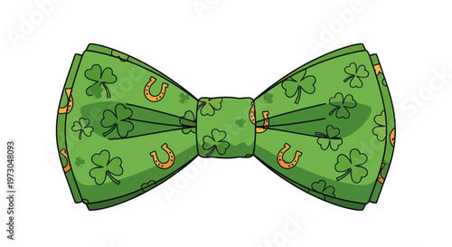 Green Bow Tie with Shamrock and Horseshoe Pattern