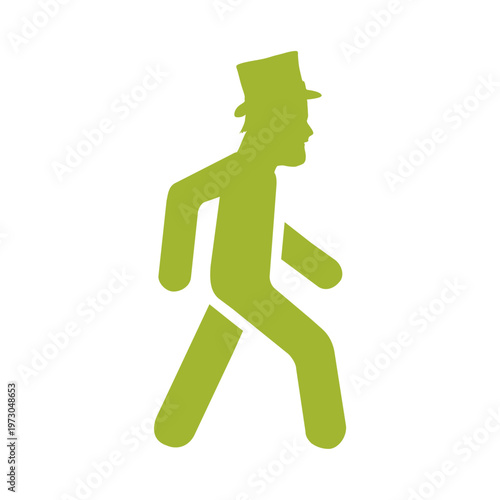 St. Patrick's day leprechaun minimalist silhouette. Saint Patrick's Day character leprechaun figure in a walking motion. Elf character for advertising. Ireland National Holiday