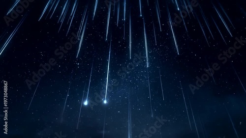 Starry night sky with shooting stars and cosmic beauty