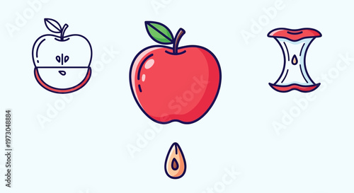 Red Apple with Juice Droplet Falling.