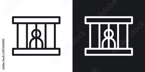 Criminal behind bars icon