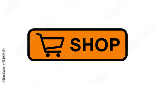 Shop Button Icon with Shopping Cart Symbol for Online Retail