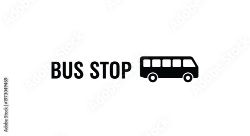 Minimalist black and white graphic representing a designated public bus stop area
