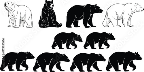 This title balances artistry (“Majestic”) with strong keywords (“Bear Silhouettes,” “Wildlife Vectors”), making it both eye-catching and highly searchable.