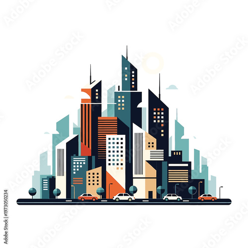 City Skyline with Modern Skyscrapers.