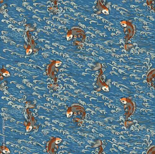 A koi carp coy fish seamles...