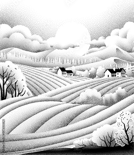 Fields rolling hills and mo...