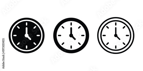 Clock icon set. Time icon vector. Time and Clock icons set. Watch icon symbol. Vector illustration