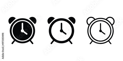 Alarm Clock icon set. Time icons set. Clock icon. Vector illustration