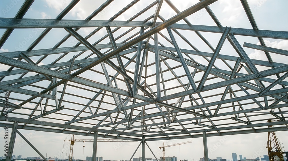 Fototapeta premium Steel frame structure under construction.