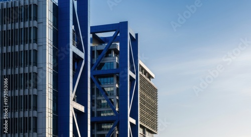 Modern Architectural Marvel - A Striking Blue Skyscraper Design.