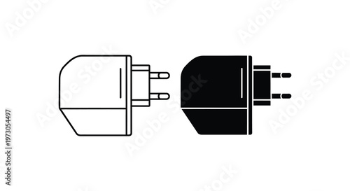 Two electrical plug adapters in contrasting designs a black silhouette