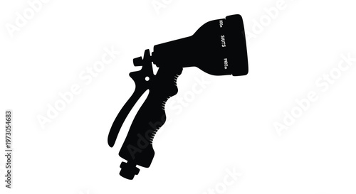 A black silhouette of a garden hose nozzle isolated on a white background silhouette