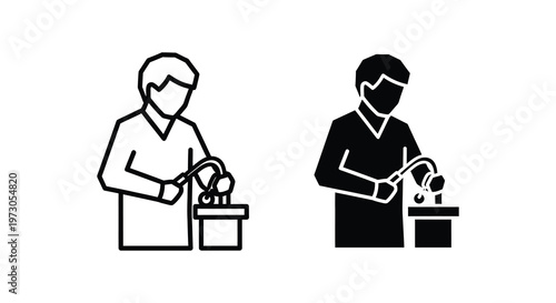 Two scientists conducting experiments with beakers a striking silhouette high quality