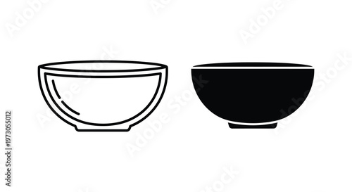 Two simple bowl outlines one white and one black a minimalist silhouette