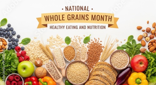 National Whole Grains Month Healthy Eating and Nutrition.