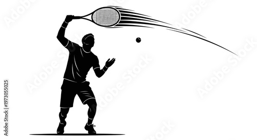 vector Man playing tennis. Tennis, group of male tennis players, isolated vector silhouettes, summer sports