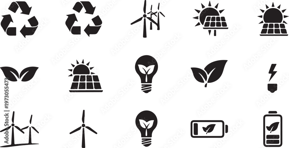 Naklejka premium Eco friendly icons for energy and sustainability