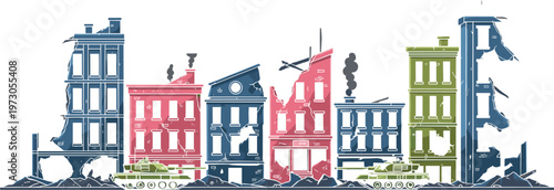 Ruined Cityscape with Tanks and Destroyed Buildings [recovered