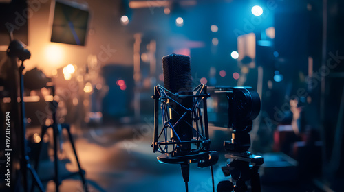 boom microphone film audio recording setup