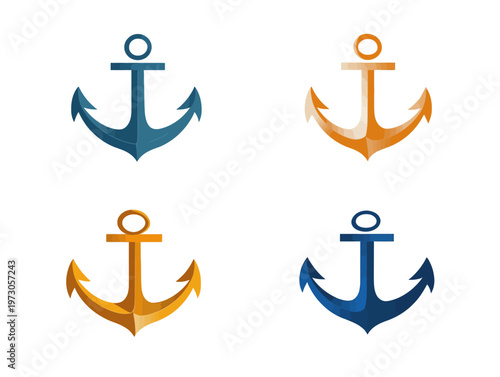 Four anchor graphics, each with different color schemes on a transparent background