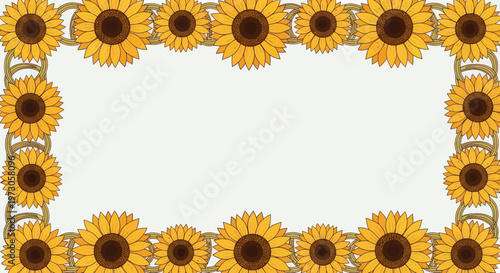 Rectangular border of sunflowers and intertwined rings